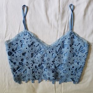 Lovers + friends blue lace crop top